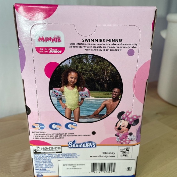 Disney Junior Minnie Mouse Kids Swim Arm Bands - Pink and White - Picture 4 of 5